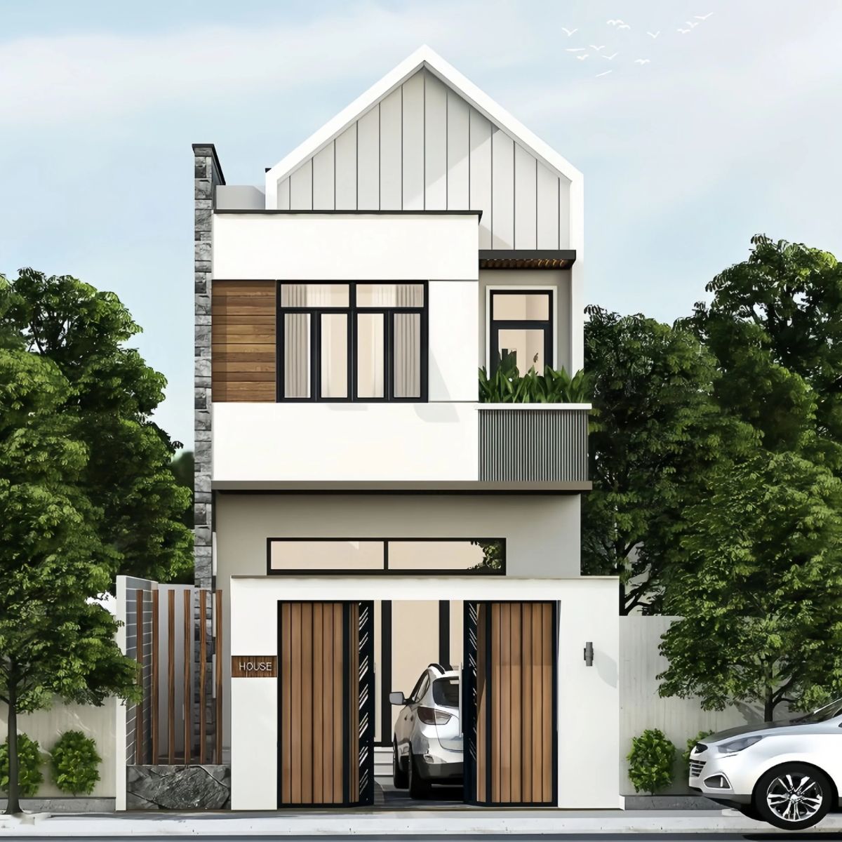 Mẫu nh&agrave; 1 trệt 1 lầu 5x15 được nhiều gia đ&igrave;nh lựa chọn nhờ kết cấu đơn giản, dễ tối ưu chi ph&iacute; (Ảnh: Sưu tầm)