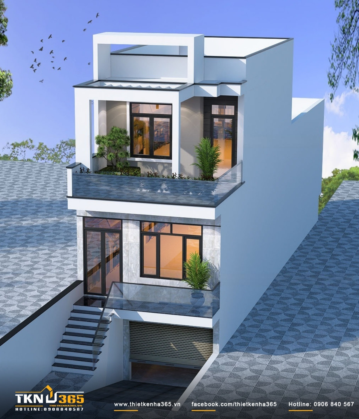 Thiết kế nh&agrave; ống 5x16 b&aacute;n hầm