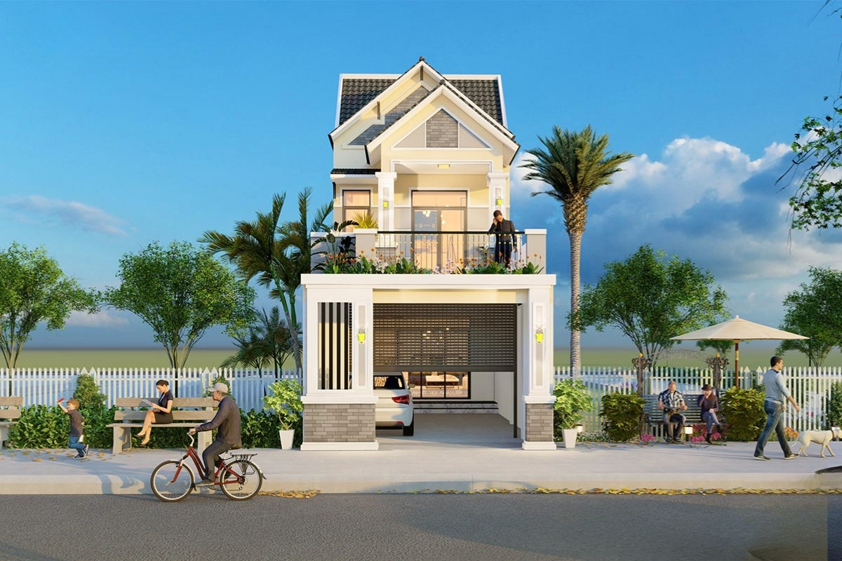 nh&agrave; 1 trệt 1 lầu 5x16m c&oacute; gara &ocirc; t&ocirc;