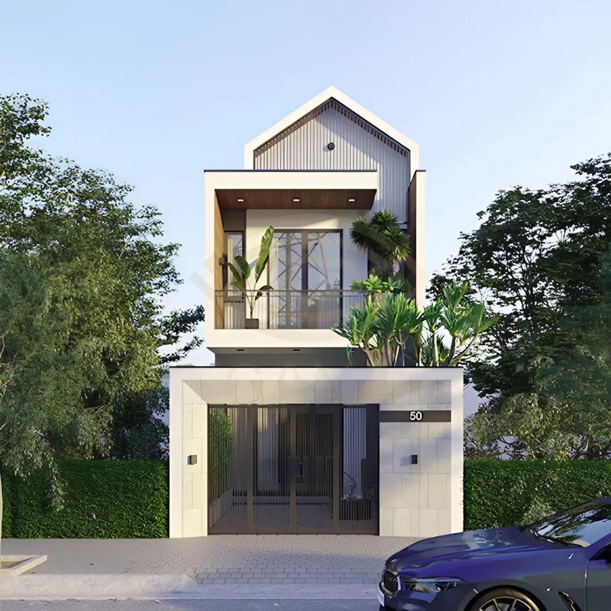 Phong cách hiện đại hoặc tối giản là sự lựa chọn tối ưu cho mẫu nhà 1 trệt 1 lầu 4x12 (Ảnh: Sưu tầm)