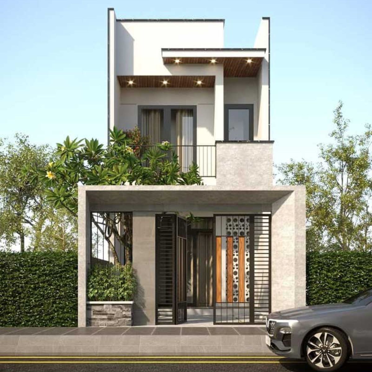 Mẫu thiết kế nhà 1 trệt 1 lầu 4x12 theo phong cách hiện đại (Ảnh: Sưu tầm)