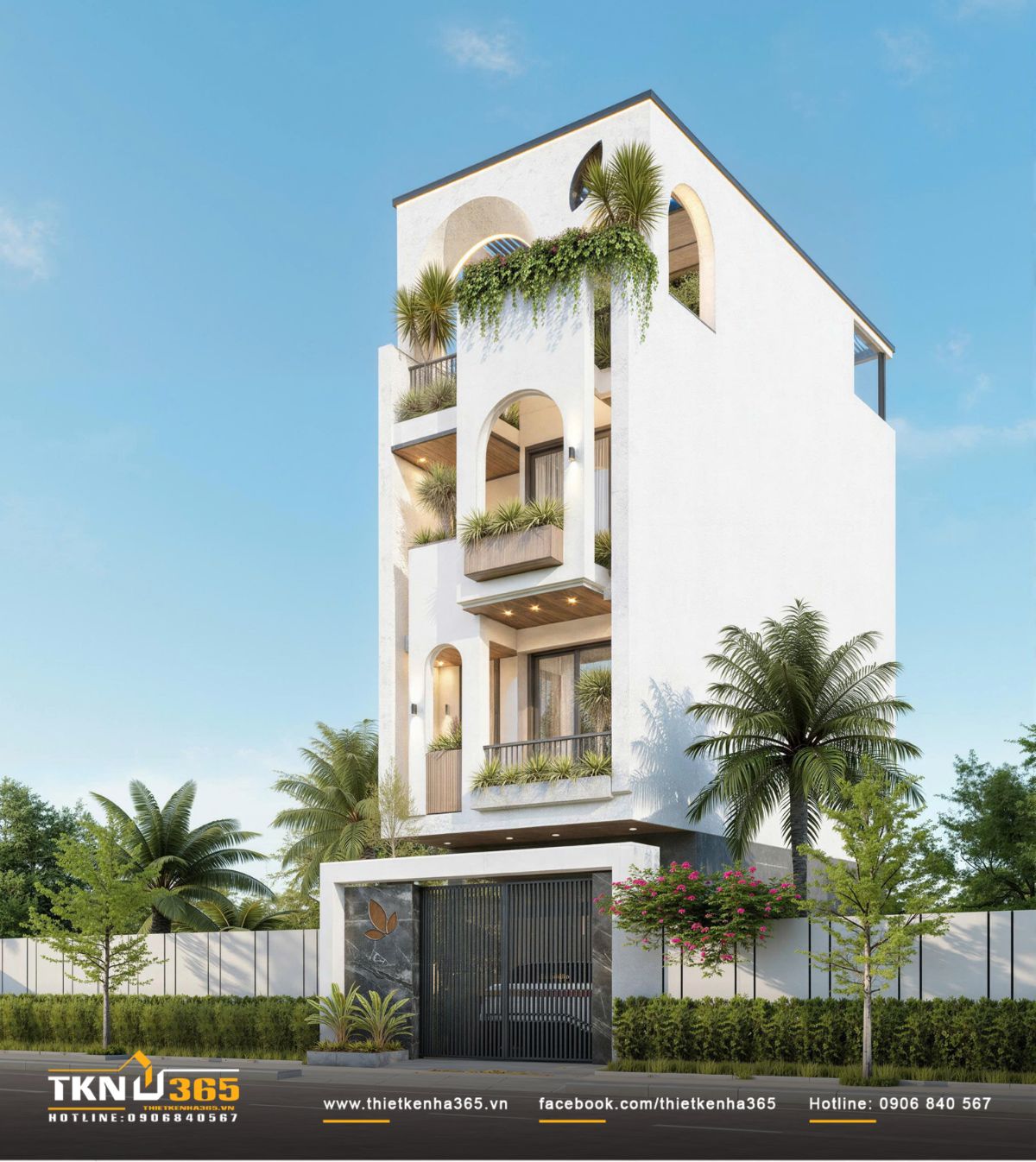 &Ocirc; v&ograve;m lớn tầng thượng mở ra s&acirc;n vườn tr&ecirc;n cao, ho&agrave;n thiện tỷ lệ mặt tiền v&agrave; tạo khoảng chuyển tiếp th&ocirc;ng tho&aacute;ng trước kh&ocirc;ng gian ph&ograve;ng thờ