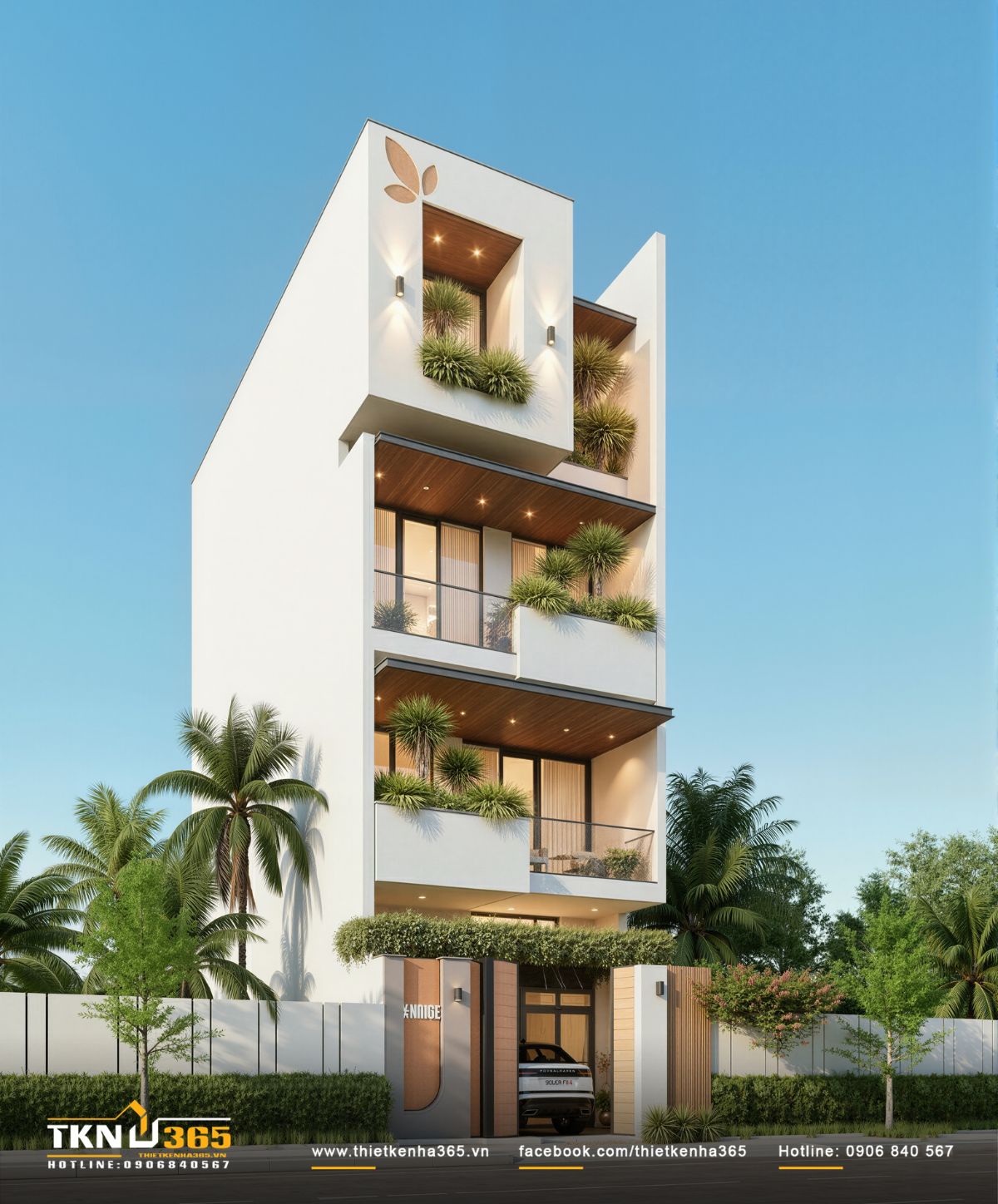 Lan can k&iacute;nh kết hợp c&acirc;y t&aacute;n thấp giữ độ mở cho kh&ocirc;ng gian b&ecirc;n trong m&agrave; vẫn đảm bảo ri&ecirc;ng tư