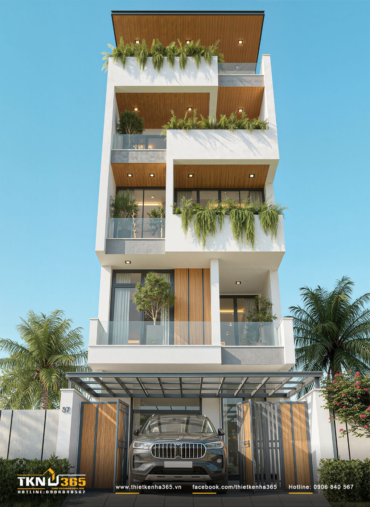 Khu vực s&acirc;n trước v&agrave; m&aacute;i che k&iacute;nh khung th&eacute;p đ&oacute;ng vai tr&ograve; khoảng đệm giao th&ocirc;ng, kết nối mềm mại giữa kh&ocirc;ng gian phố v&agrave; b&ecirc;n trong nh&agrave; phố 5 tầng