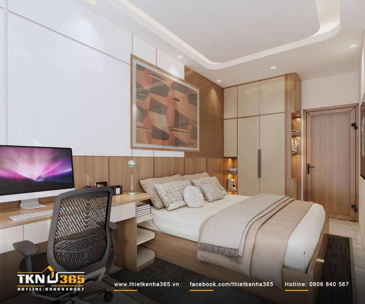 G&oacute;c l&agrave;m việc nhỏ đặt vừa vặn cạnh cửa sổ, tận dụng &aacute;nh s&aacute;ng tự nhi&ecirc;n cho sinh hoạt h&agrave;ng ng&agrave;y