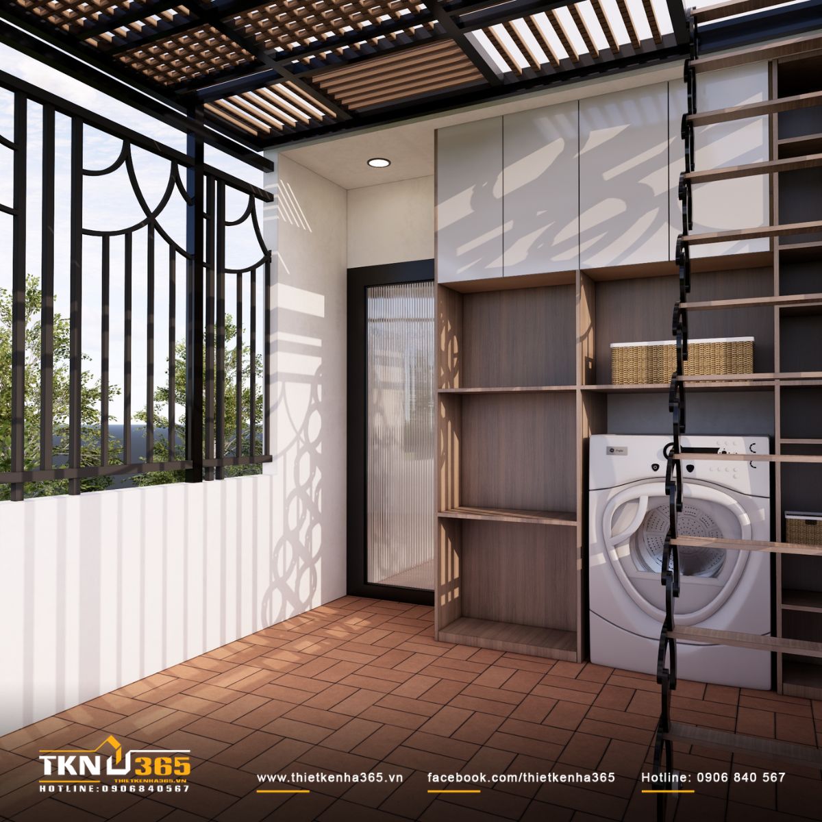 Hệ tủ t&iacute;ch hợp gi&uacute;p kh&ocirc;ng gian phụ trợ lu&ocirc;n trật tự, đ&aacute;p ứng c&ocirc;ng năng m&agrave; vẫn giữ sự nhẹ nh&agrave;ng tổng thể