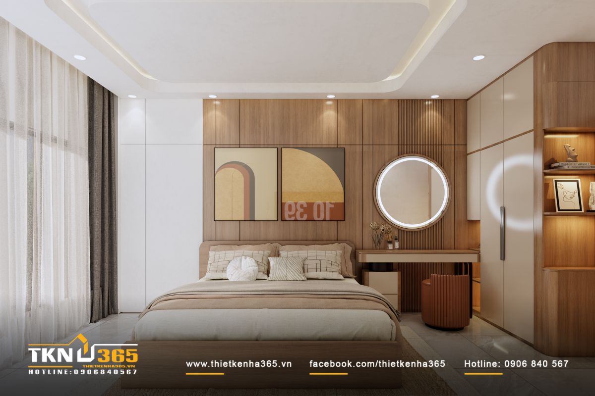 Hệ tủ quần &aacute;o, kệ trang tr&iacute; v&agrave; b&agrave;n trang điểm t&iacute;ch hợp kh&eacute;o l&eacute;o, vừa đ&aacute;p ứng c&ocirc;ng năng vừa giữ tổng thể liền mạch