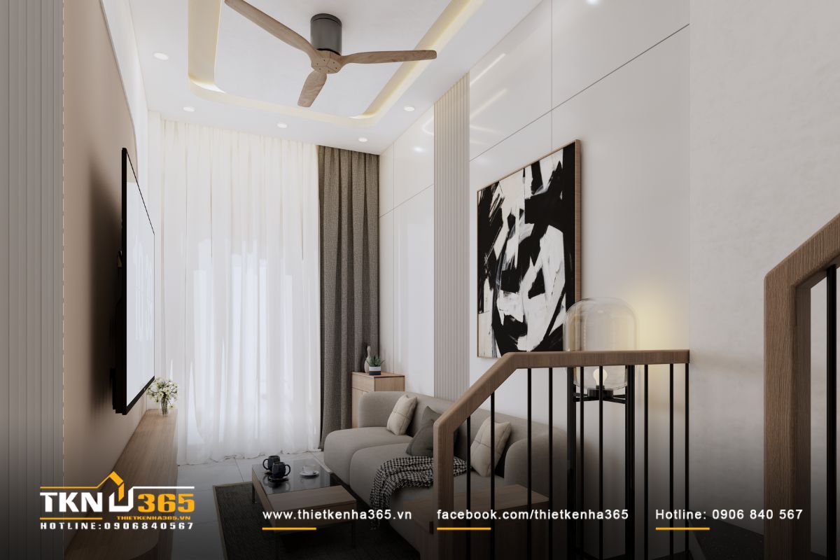 &Aacute;nh s&aacute;ng tự nhi&ecirc;n đi qua hệ cửa k&iacute;nh lớn, kết hợp r&egrave;m vải hai lớp gi&uacute;p kh&ocirc;ng gian lu&ocirc;n s&aacute;ng tho&aacute;ng m&agrave; vẫn giữ sự ri&ecirc;ng tư cần thiết