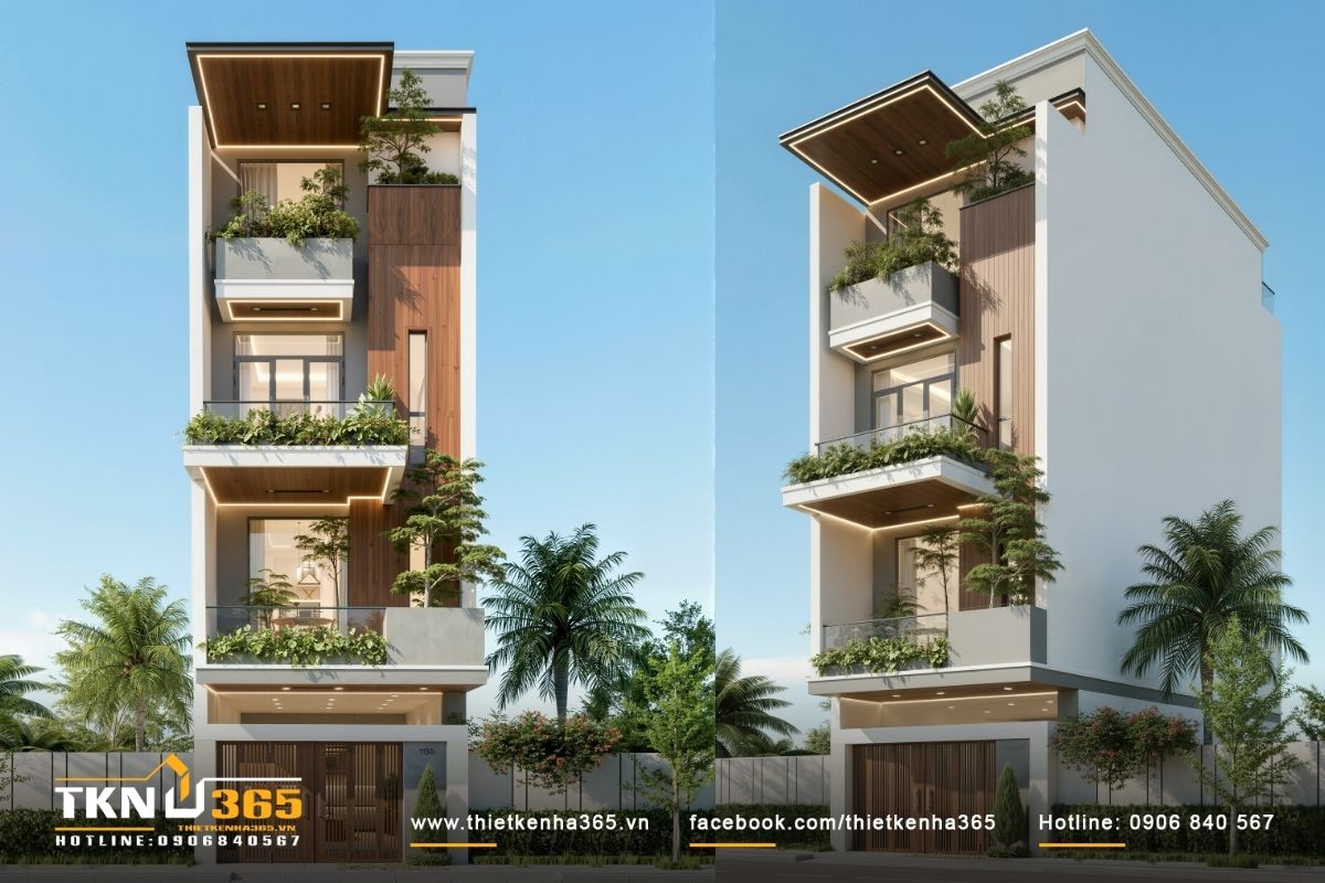 Nhà phố 4 tầng 4x18m: Ban công xanh mở ra “ốc đảo” nhỏ giữa đô thị