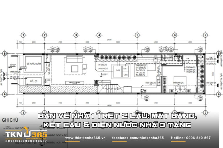 bản vẽ nhà 1 trệt 2 lầu