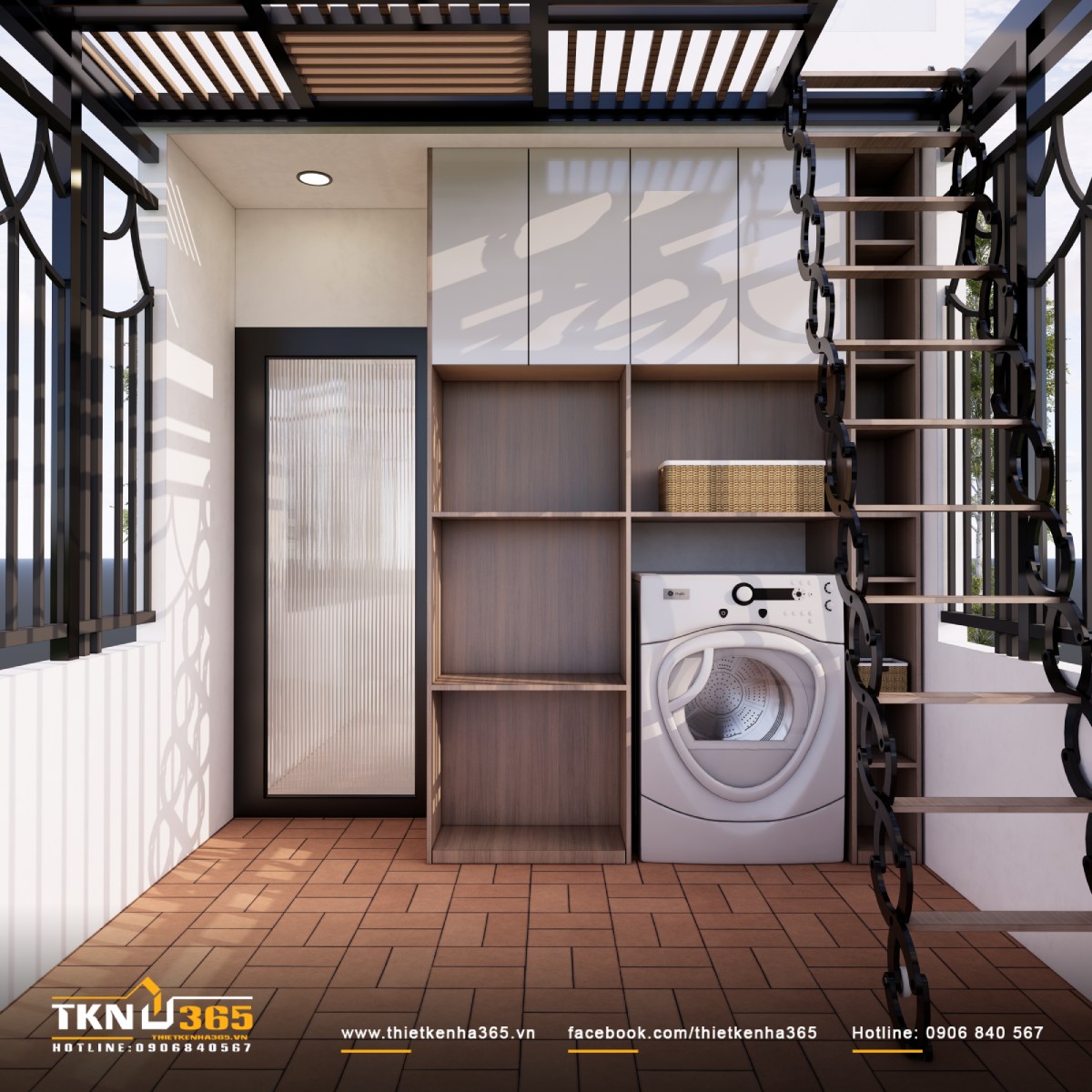 Mẫu nh&agrave; 1 trệt 2 lầu 1 s&acirc;n thượng đa năng chia m&aacute;i che phơi đồ v&agrave; khu mở sinh hoạt tiện lợi