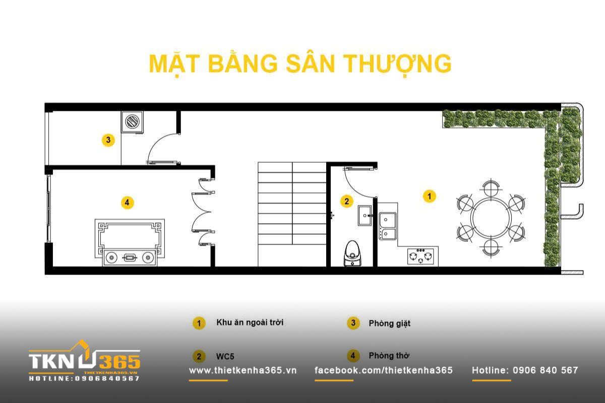 S&acirc;n thượng mẫu nh&agrave; 1 trệt 2 lầu 1 s&acirc;n thượng cần độ dốc tho&aacute;t nước, lan can an to&agrave;n v&agrave; c&ocirc;ng năng r&otilde; r&agrave;ng