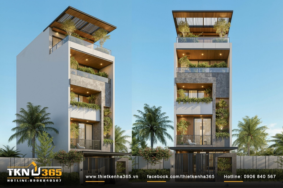 thiết kế nhà phố 5 tầng ở hà tĩnh