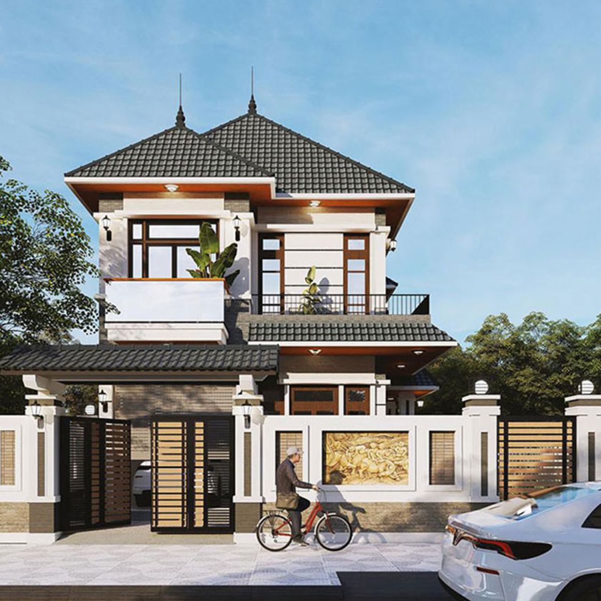 Nh&agrave; phố 7x15m hiện đại thiết kế m&aacute;i th&aacute;i 2 tầng hoặc m&aacute;i nhật hiện đại sẽ đẩy chi ph&iacute; cao hơn phương &aacute;n cơ bản khoảng 5 - 20% (Ảnh: Sưu tầm)