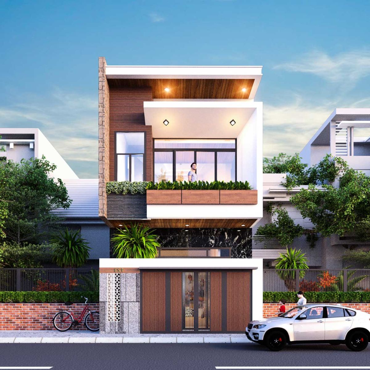 Mẫu nh&agrave; m&aacute;i bằng 2 tầng 6x20m được thiết kế theo phong c&aacute;ch hiện đại (Ảnh: Sưu tầm)