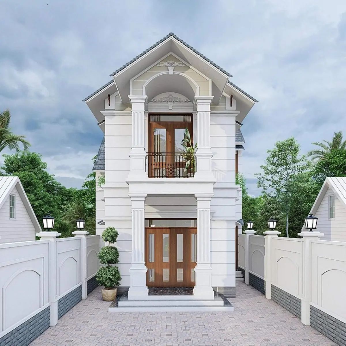 Mẫu nh&agrave; m&aacute;i th&aacute;i 2 tầng thiết kế cao r&aacute;o, th&iacute;ch nghi tốt với thời tiết tại địa phương (Ảnh: Sưu tầm)