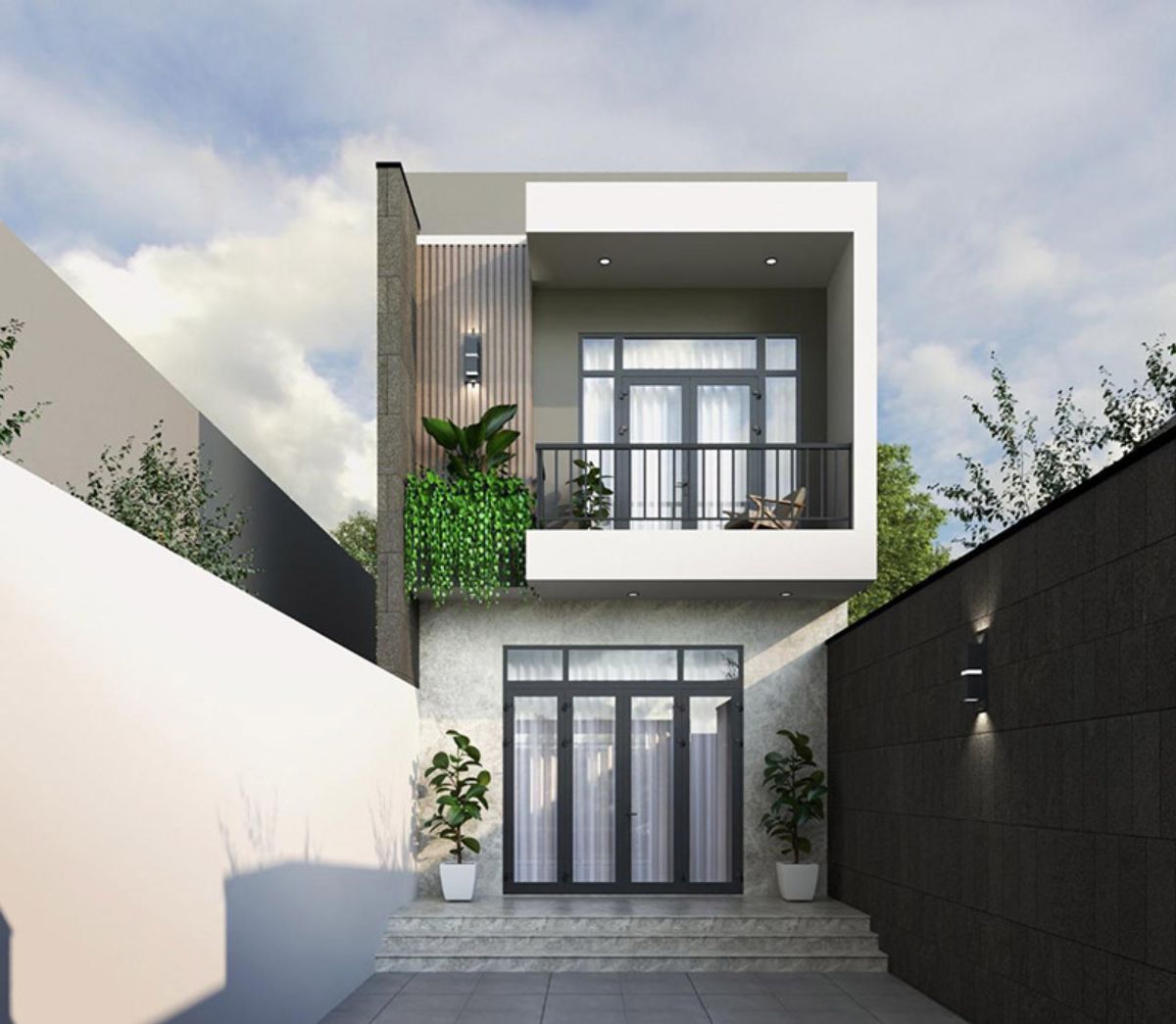 Mẫu nhà 2 tầng 4x12 phong cách tối giản thoáng đãng dù diện tích hạn chế (Ảnh: Sưu tầm)