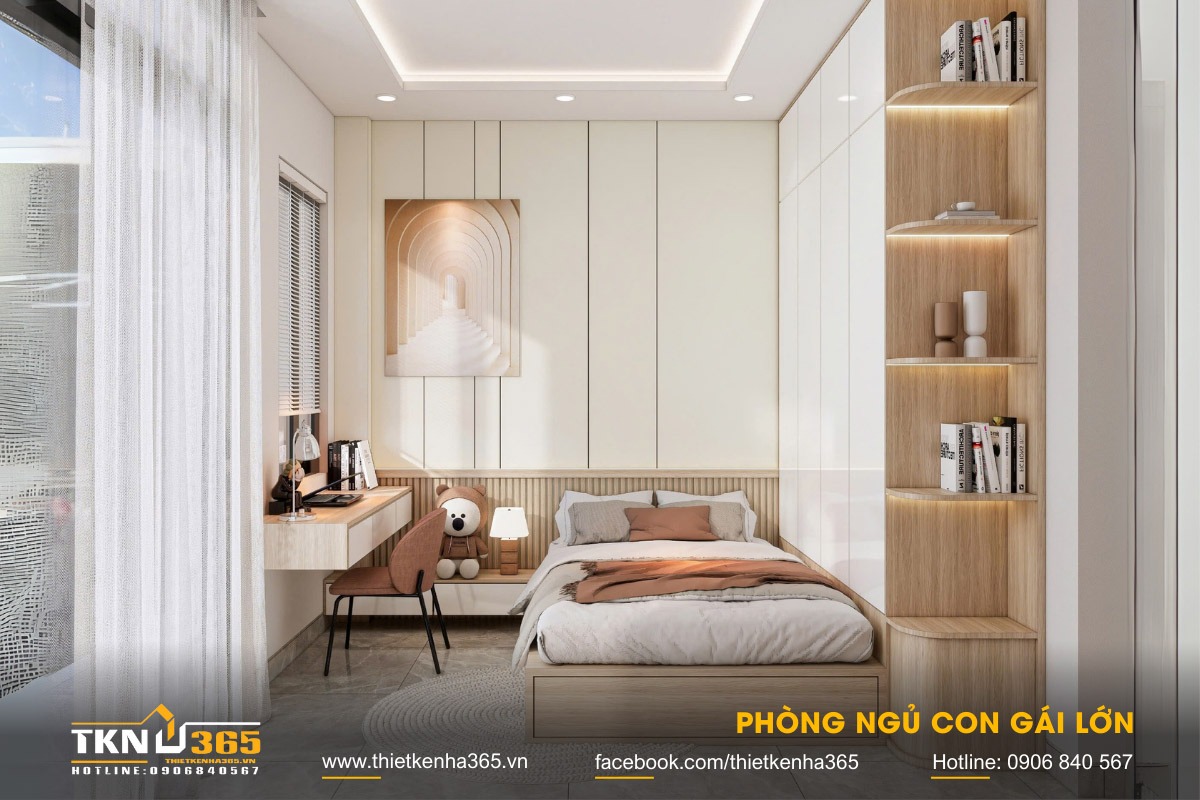 Nhà 1 trệt 2 lầu 6x15m có thể bố trí từ 4 - 5 phòng ngủ, đáp ứng nhu cầu sử dụng của tất cả các thành viên trong gia đình