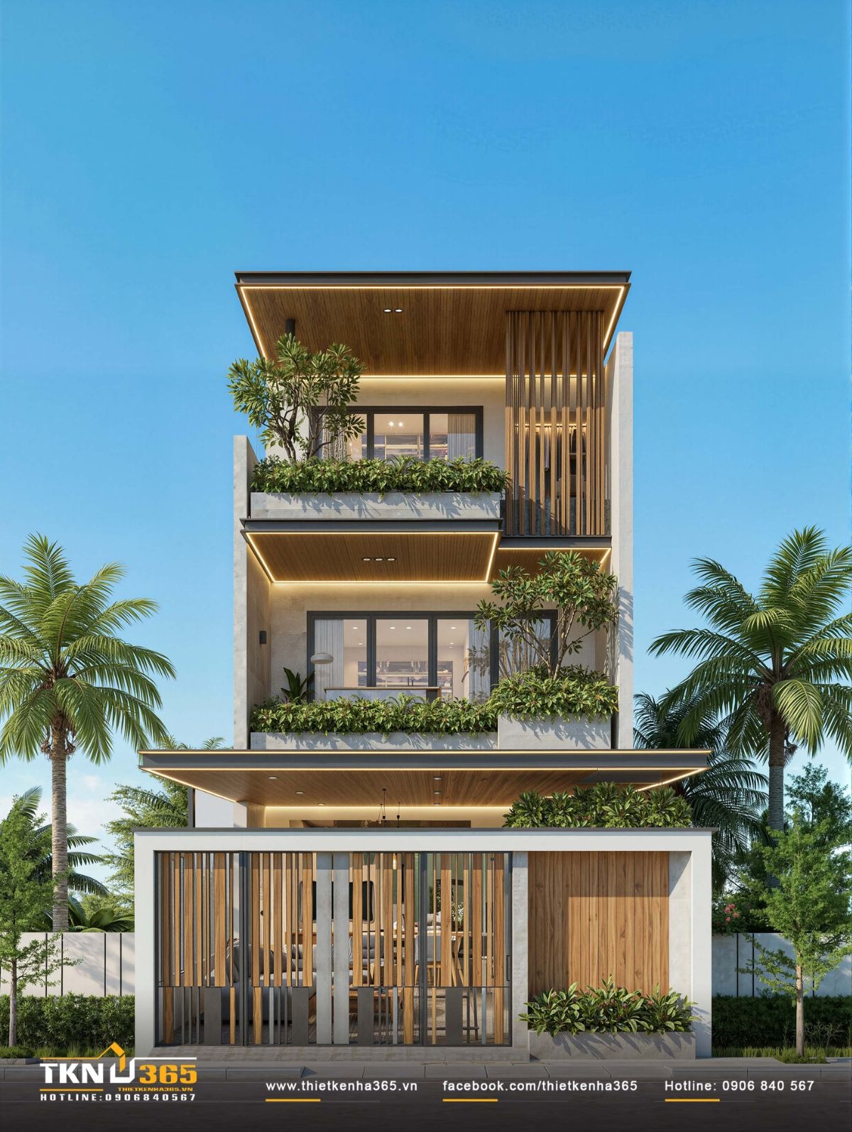 Mẫu nhà 1 trệt 2 lầu hiện đại 6x15 sở hữu thiết kế hình khối vuông vức rõ ràng, tận dụng chất liệu kính ở mặt tiền để tăng khả năng lấy sáng tự nhiên