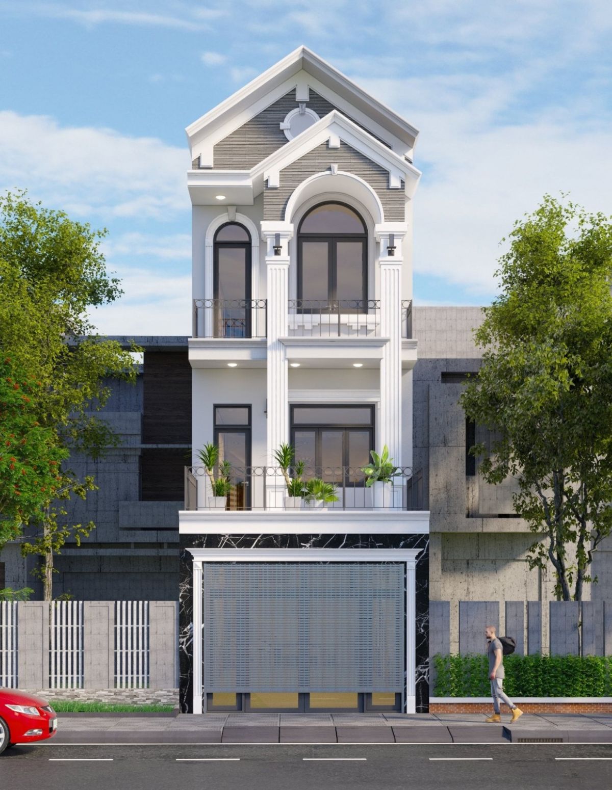 Mẫu nhà 1 trệt 2 lầu 6x15m mái Thái thích nghi tốt với điều kiện thời tiết tại Việt Nam (Ảnh: Sưu tầm)