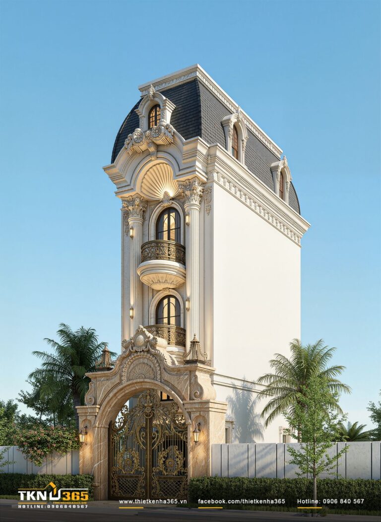 Nh&agrave; phố 4 tầng 4x18m phong c&aacute;ch t&acirc;n cổ điển - Vẻ đẹp sang trọng tạo n&ecirc;n từ tỉ lệ chuẩn mực