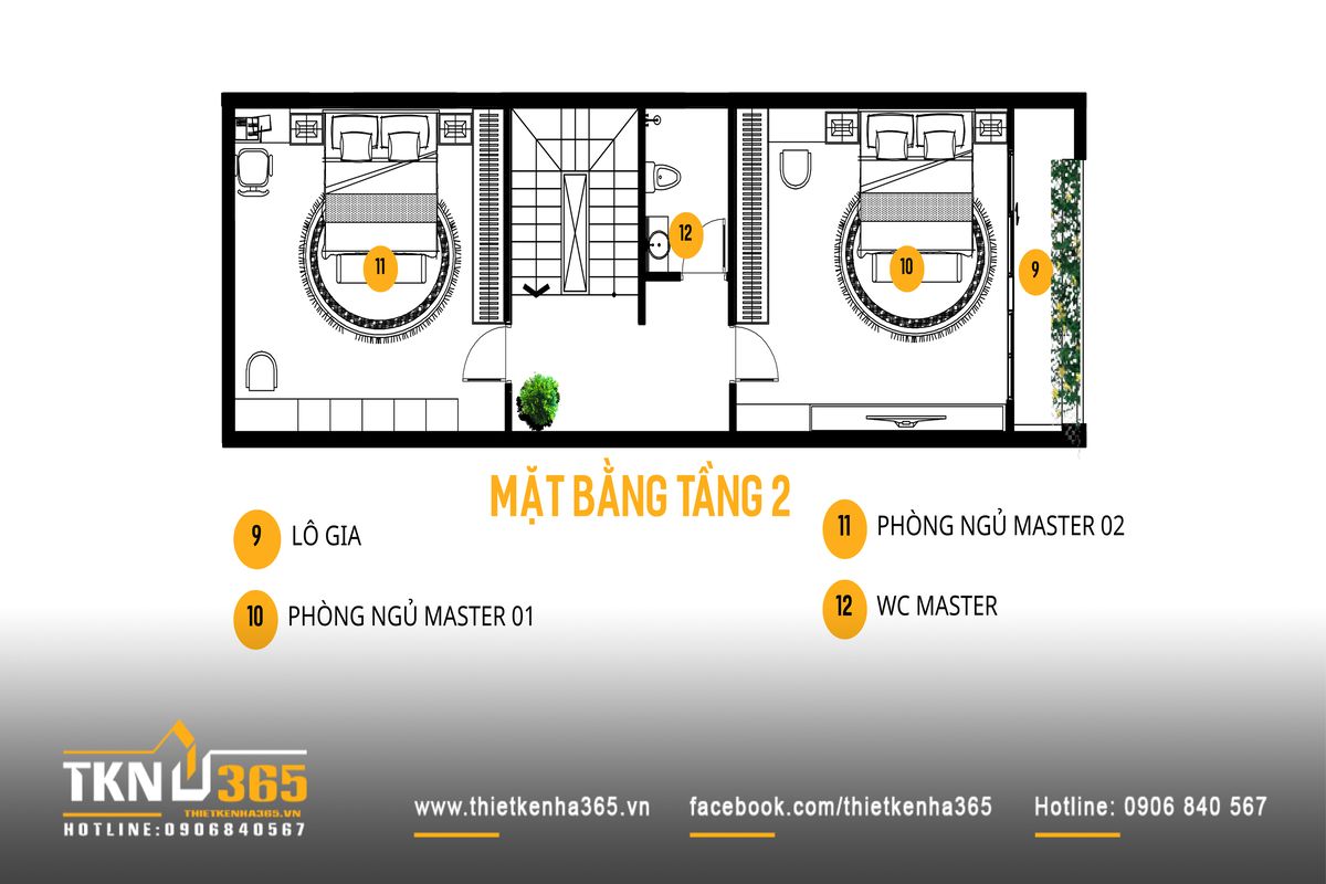 Tầng 2 tiếp tục bố tr&iacute; hai ph&ograve;ng ngủ master c&ugrave;ng logia nhỏ, đảm bảo sự ri&ecirc;ng tư v&agrave; th&ocirc;ng tho&aacute;ng cho từng th&agrave;nh vi&ecirc;n
