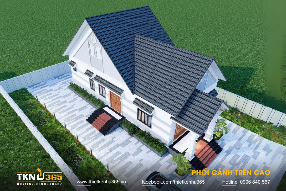 Nhà vườn 10x20m mái thái hoặc mái nhật sân vườn rộng tốn nhiều chi phí thi công hơn so với nhà vườn mái bằng