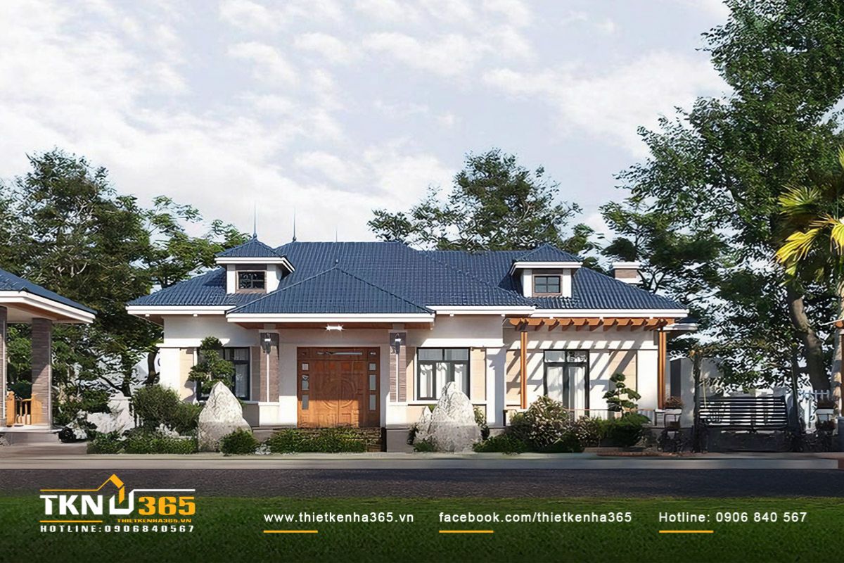 Biệt thự 1 tầng có sân vườn 200m2 thiết kế không gian mở, kết nối trực tiếp với cảnh quan thiên nhiên xung quanh
