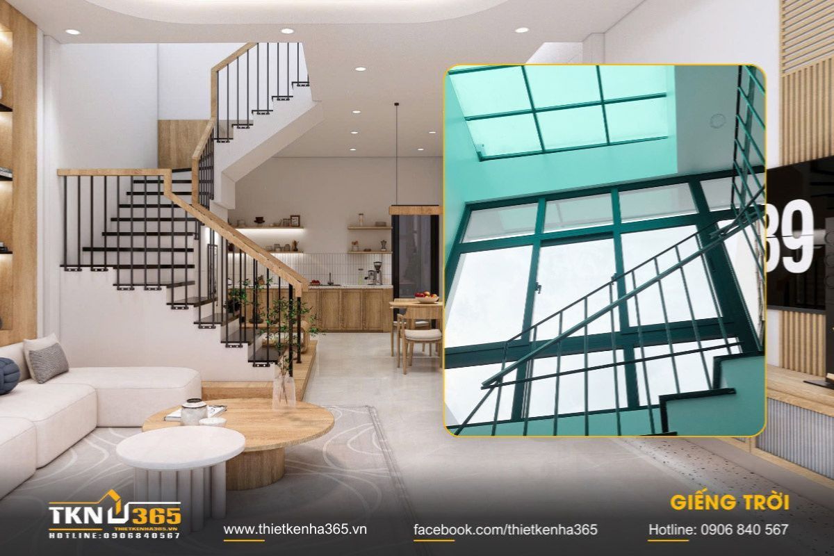 Mẫu giếng trời đẹp cân bằng giữa công năng và thẩm mỹ được nhiều gia đình quan tâm khi thiết kế nhà ống, nhà phố