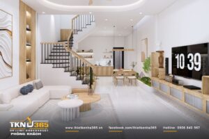 Mẫu giếng trời đẹp hiện đại, trang trí nội thất giếng trời đơn giản với ít chi tiết