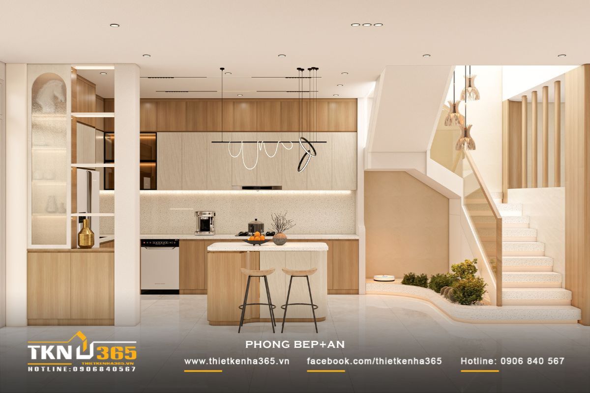 Mẫu giếng trời giữa nhà phù hợp với nhà ống dài, đảm bảo khả năng phân bổ ánh sáng đồng đều