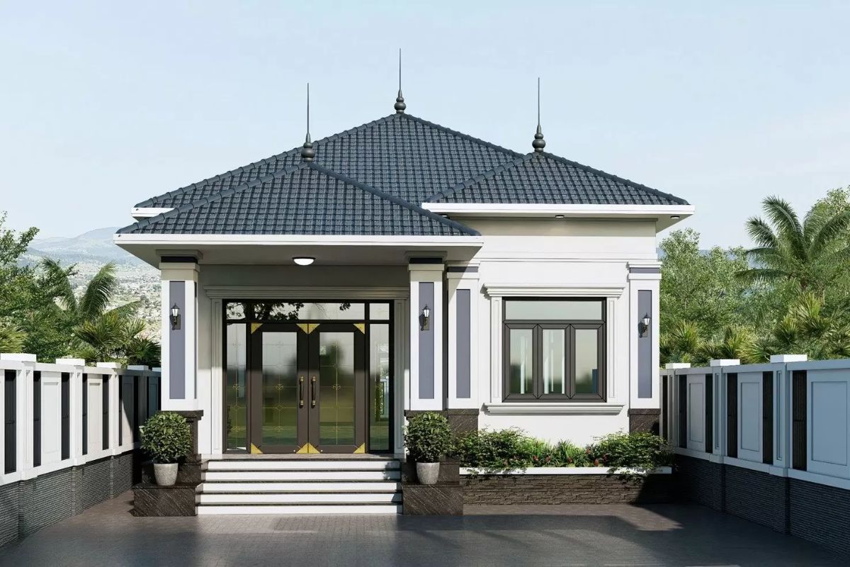 Mẫu nhà mái Nhật cấp 4 phù hợp xây dựng ở nông thôn với quỹ đất rộng (Ảnh: Sưu tầm)