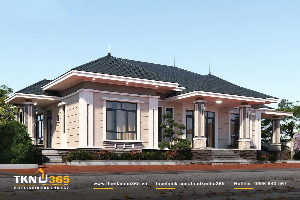 Mẫu nhà mái Nhật có hình khối đơn giản nhưng đảm bảo tính thẩm mỹ cao