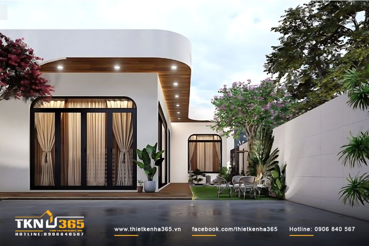 Mẫu thiết kế nhà 6x12m đẹp phong cách hiện đại ưu tiên sử dụng chất liệu kính để lấy sáng tự nhiên