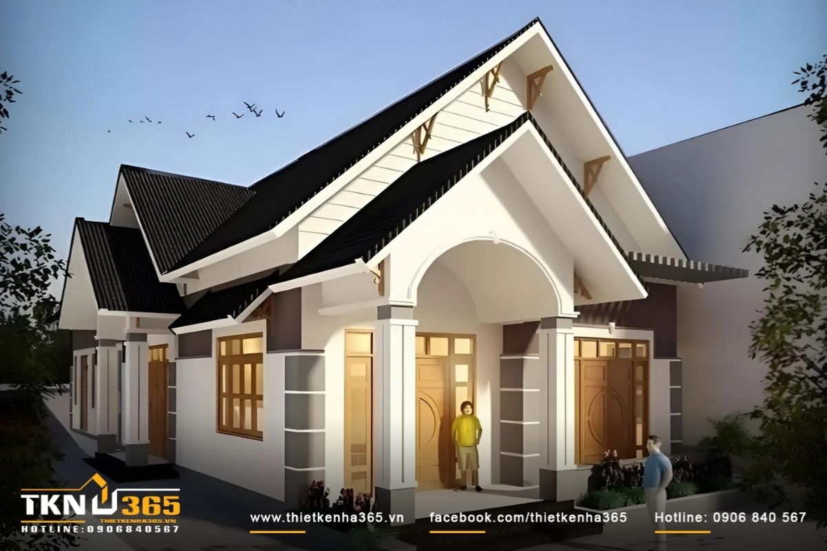 Mẫu nhà mái thái cấp 4 sở hữu thiết kế cân đối, phù hợp với khí hậu tại Việt Nam