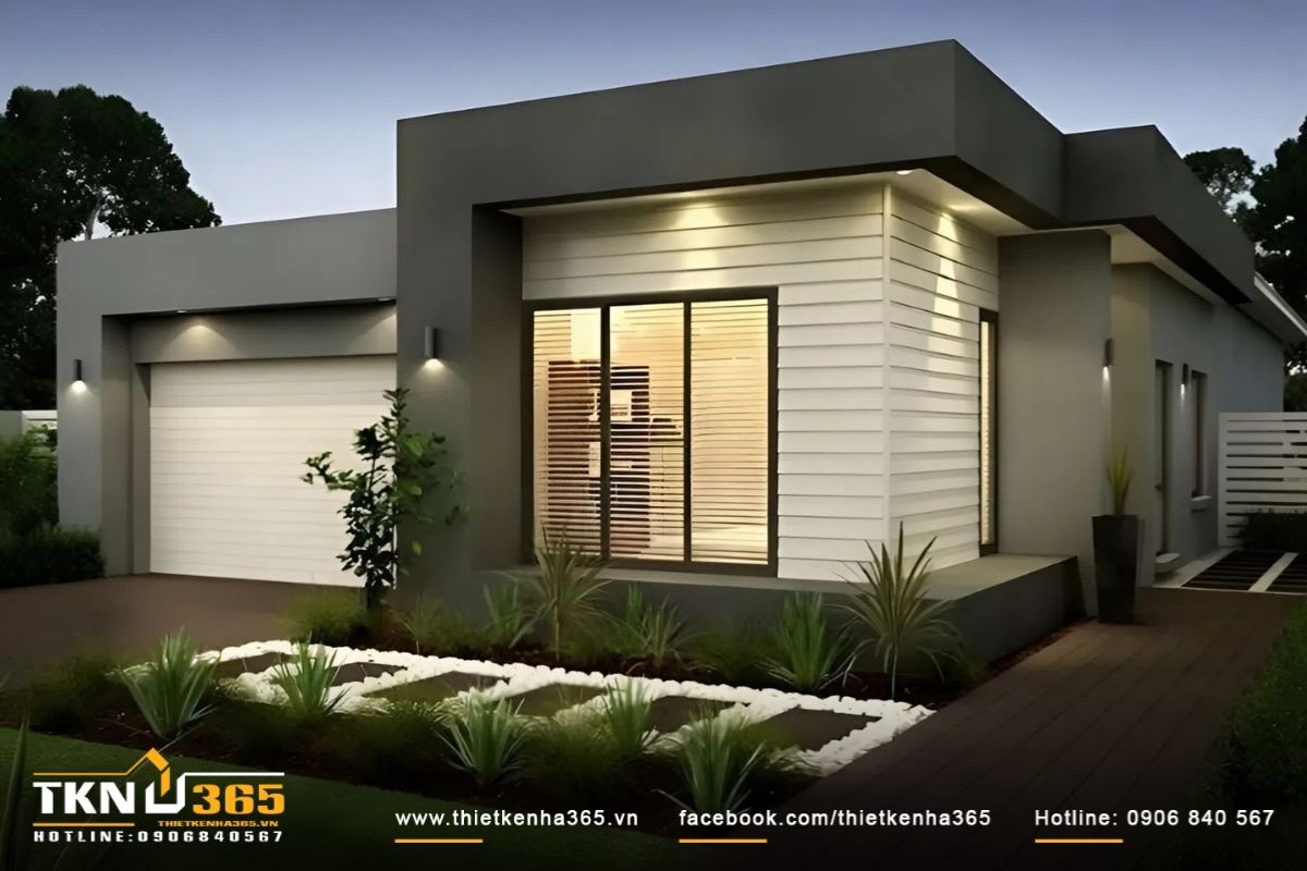 Mẫu thiết kế nhà cấp 4 100m2 mái bằng hiện đại được yêu thích nhờ thiết kế đẹp, chi phí thấp, thời gian thi công nhanh