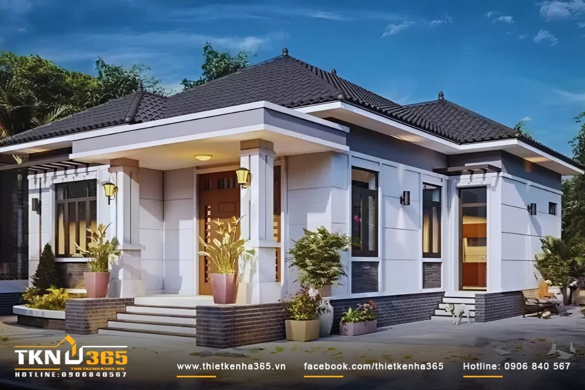 Thiết kế nhà cấp 4 100m2 3 phòng ngủ phù hợp với gia đình đông người, tuy nhiên cần bố trí khoa học để giảm cảm giác chật chội