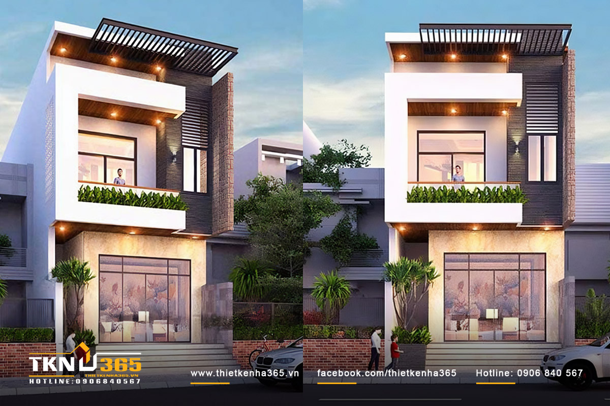 Mẫu nh&agrave; 1 trệt 1 lầu 6x20 phong c&aacute;ch tối giản với gam m&agrave;u trung t&iacute;nh chủ đạo