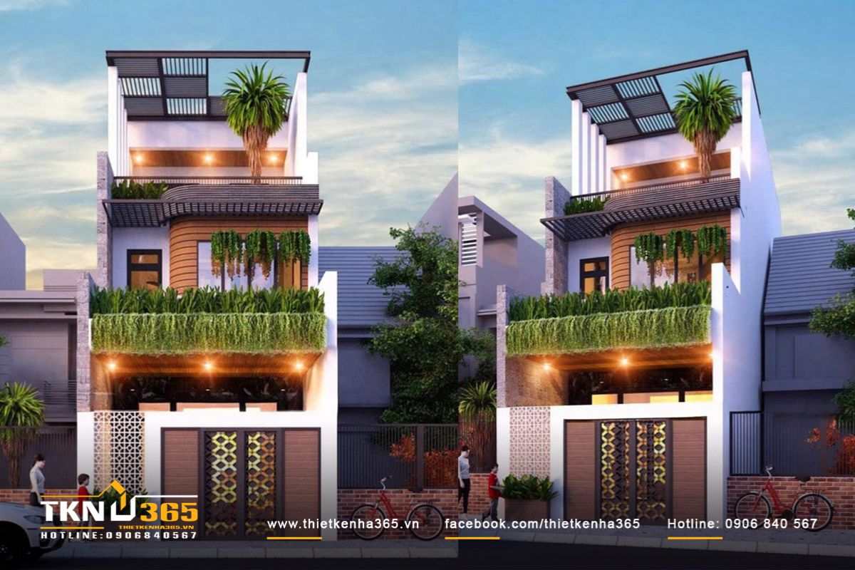 Diện tích xây dựng nhà 1 trệt 2 lầu 4x18m được quy đổi theo từng tầng để tính toán chi phí chính xác ngay từ đầu