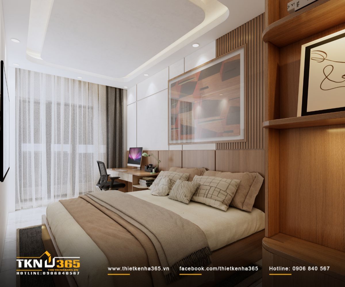 Nhà phố 1 trệt 2 lầu 4x18m bố trí cửa sổ kính hợp lý tại các phòng để lấy gió tự nhiên