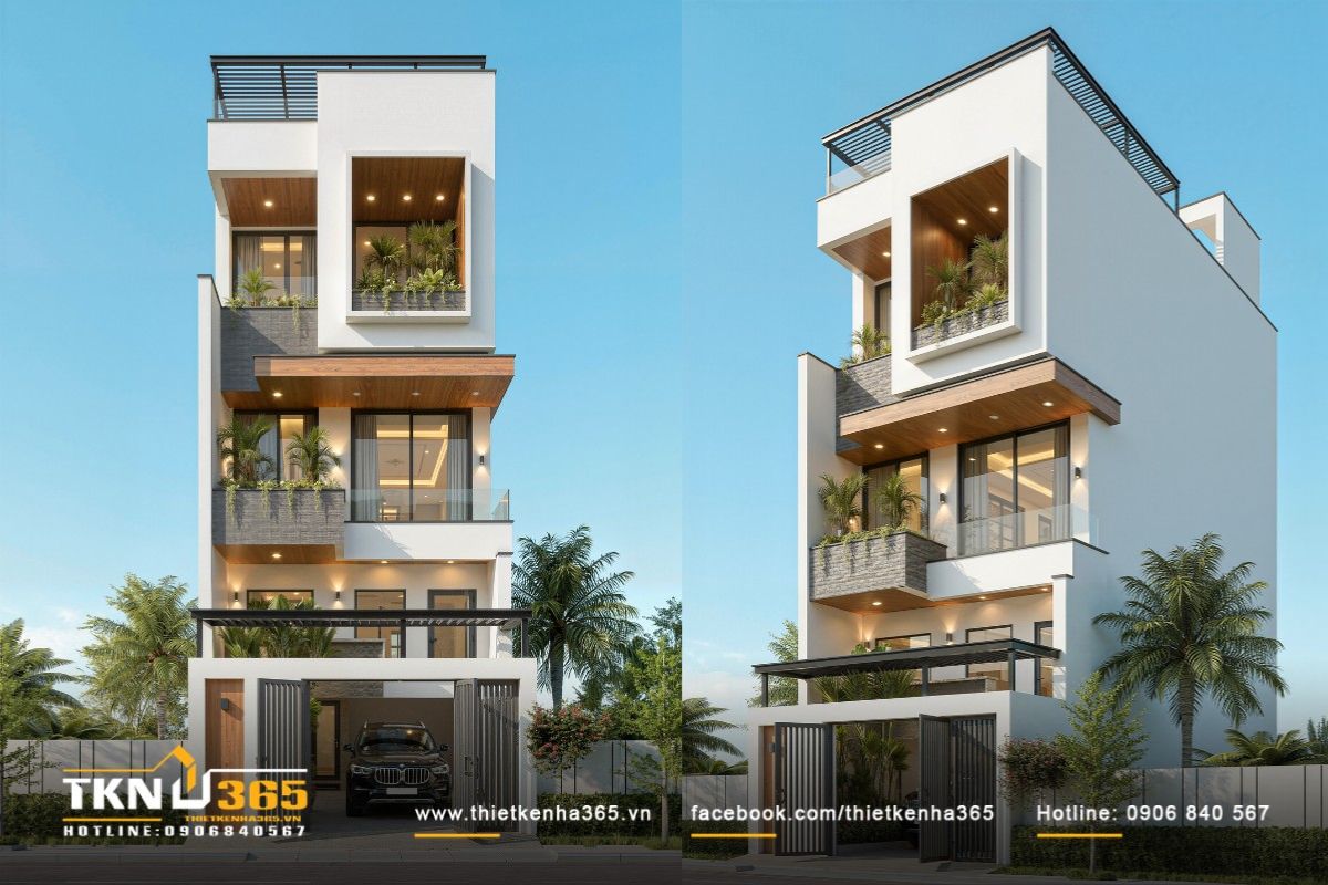 Mẫu nhà 1 trệt 2 lầu hiện đại 4x18 sở hữu đường nét thiết kế đơn giản