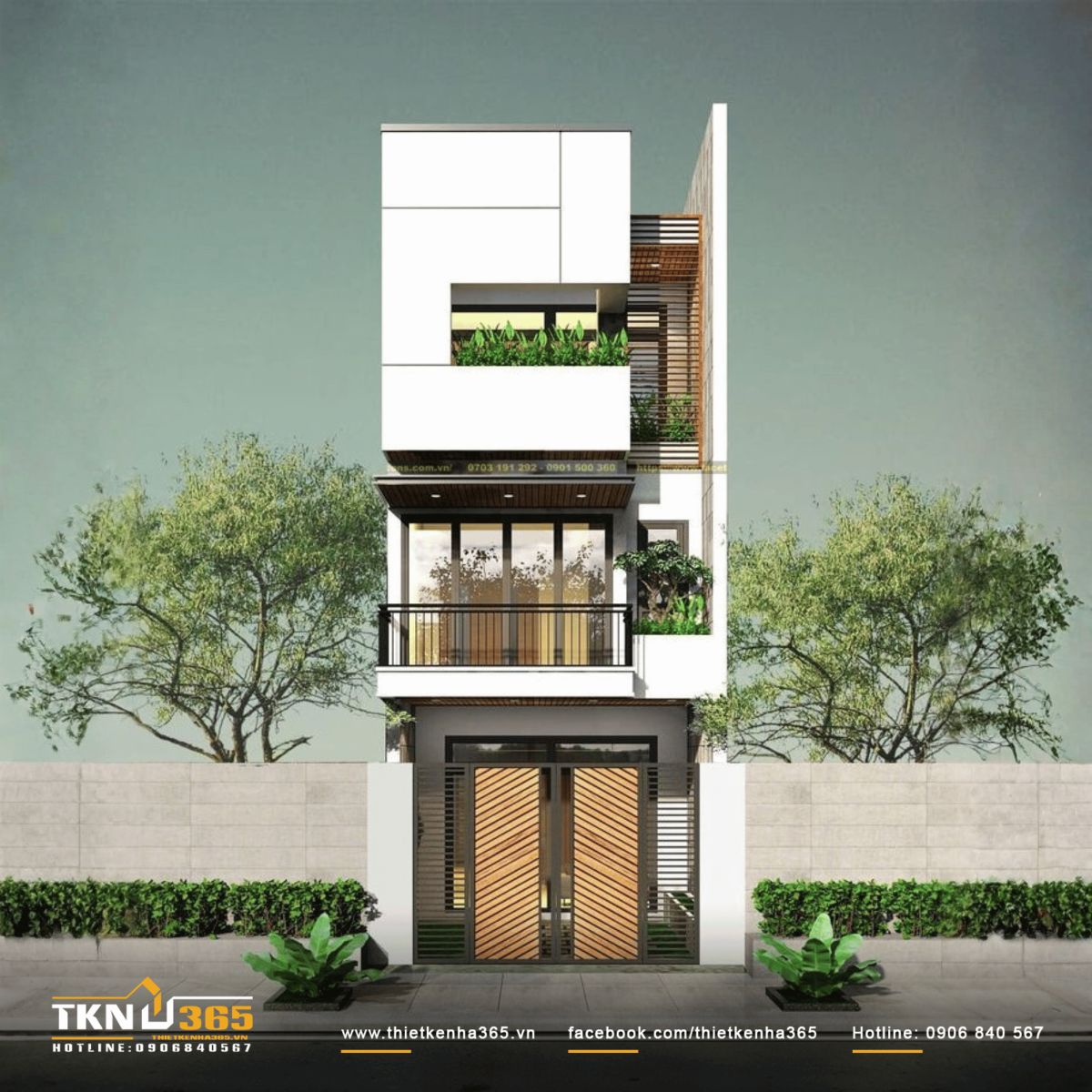 Mẫu nhà 3 tầng 4x18 thiết kế giếng trời để tăng cường khả năng lấy sáng và đối lưu không khí