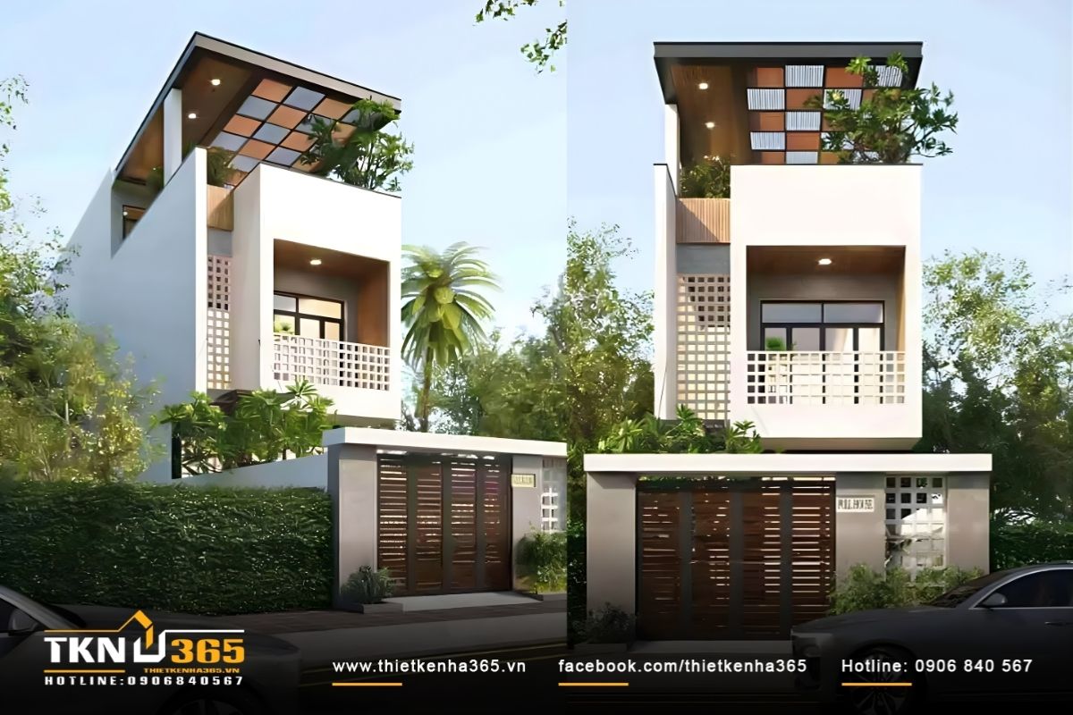 Nh&agrave; 1 trệt 2 lầu 6x20 bố tr&iacute; cửa k&iacute;nh lớn ở mặt tiền để tăng khả năng lấy s&aacute;ng tự nhi&ecirc;n