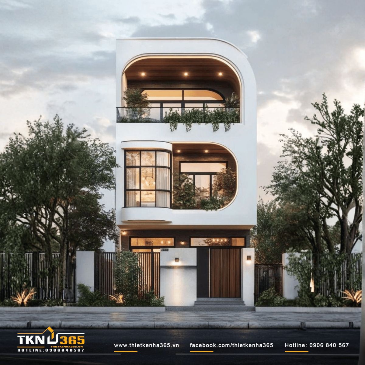 Mẫu nh&agrave; 1 trệt 2 lầu hiện đại 6x20 sở hữu đường n&eacute;t thiết kế đơn giản, h&igrave;nh khối r&otilde; r&agrave;ng