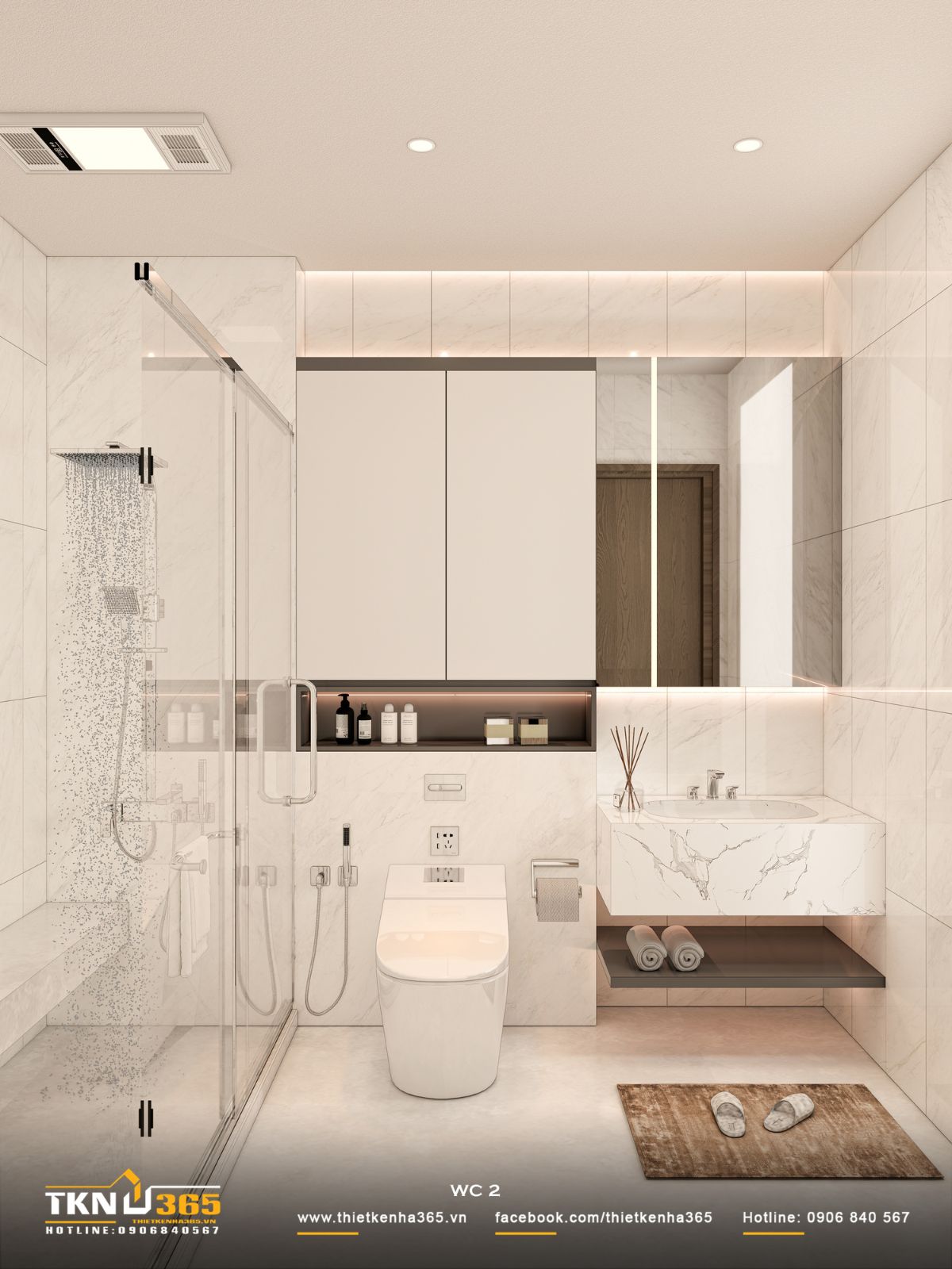 Bố cục phân tách khu khô - ướt rõ ràng, tối ưu công năng và nâng cao trải nghiệm sử dụng