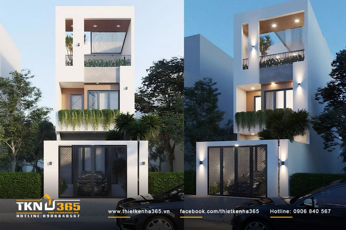 Mẫu nhà phố 3 tầng 5x20m có sân thượng tăng thêm khoảng xanh mát mẻ, rút ngắn khoảng cách giữa con người, kiến trúc và thiên nhiên