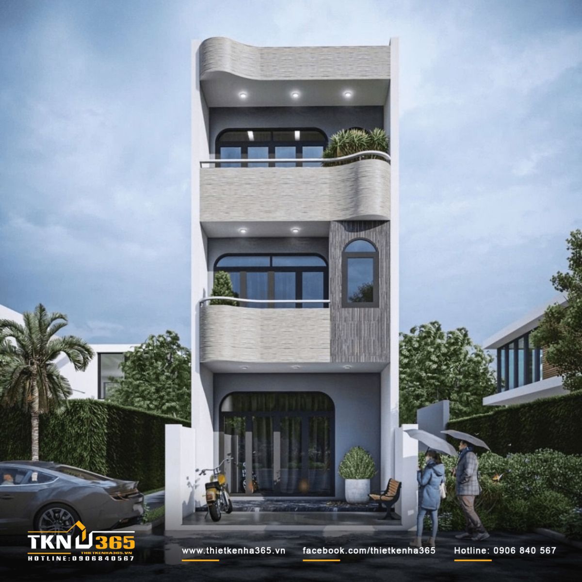 Với diện tích sàn khoảng 300m2, gia chủ thoải mái bố trí 3 phòng ngủ 3 tầng hoặc 4 phòng ngủ nhà phố 3 tầng 5x20m