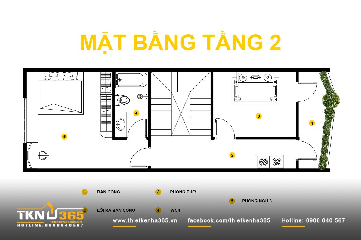 Tầng 2 tổ chức kh&ocirc;ng gian nghỉ ngơi v&agrave; ph&ograve;ng thờ với c&aacute;c khoảng mở được t&iacute;nh to&aacute;n để th&ocirc;ng gi&oacute; ch&eacute;o hiệu quả