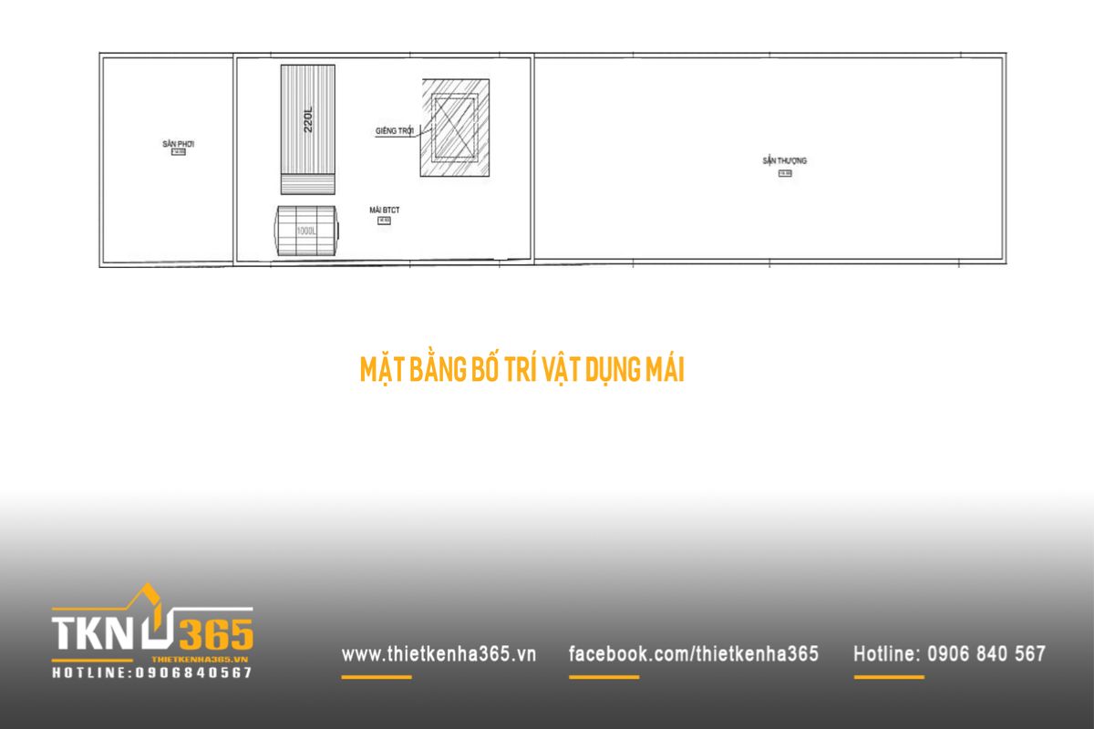 Sơ đồ m&aacute;i nh&agrave; phố 5 tầng thể hiện hệ kỹ thuật v&agrave; khoảng giếng trời, g&oacute;p phần hỗ trợ th&ocirc;ng gi&oacute; v&agrave; điều tiết vi kh&iacute; hậu cho to&agrave;n bộ c&ocirc;ng tr&igrave;nh