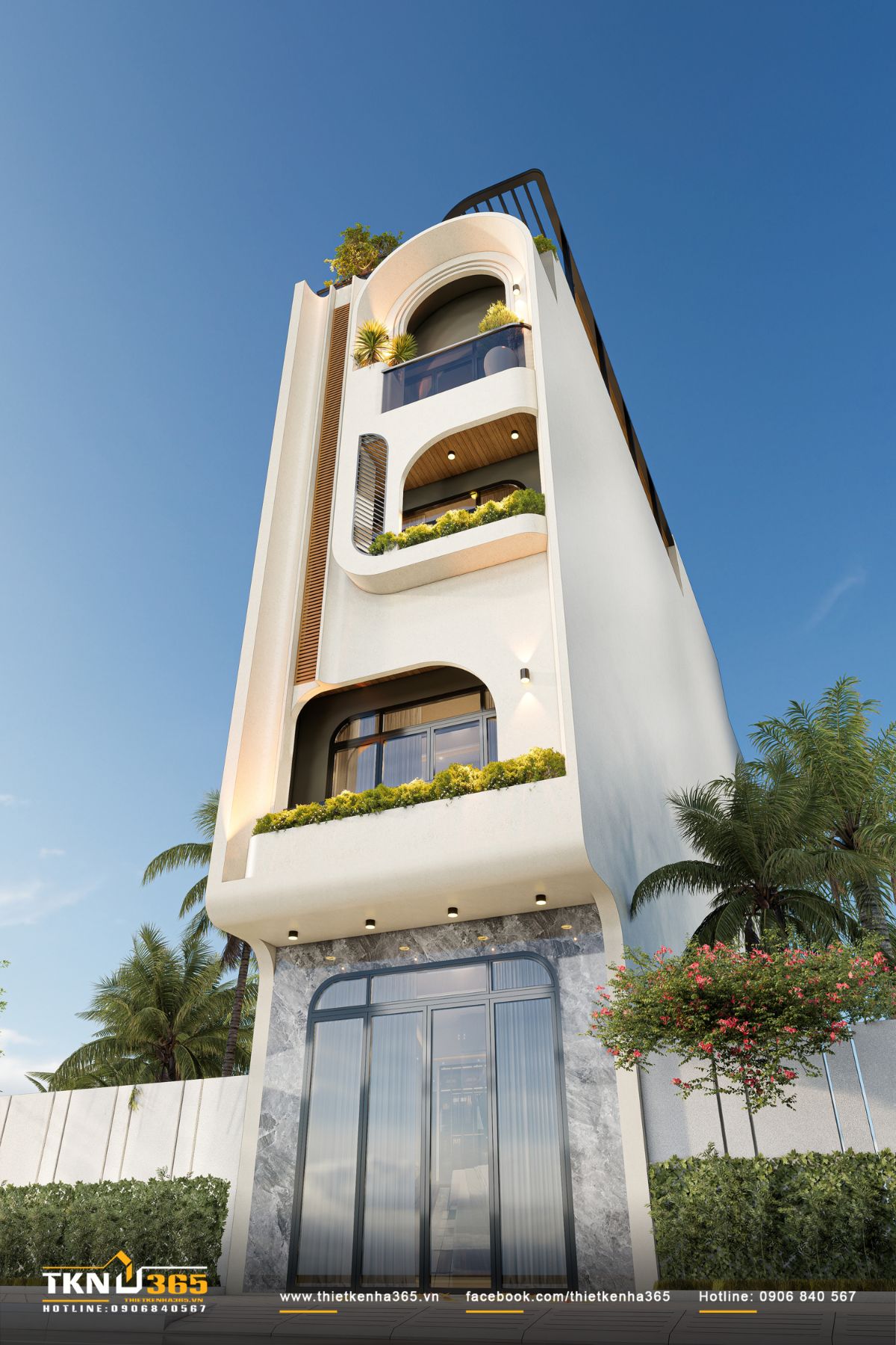 C&aacute;c đường cong li&ecirc;n tục gi&uacute;p nh&agrave; phố 5 tầng U&rsquo;S House trở n&ecirc;n uyển chuyển v&agrave; gi&agrave;u t&iacute;nh nhận diện trong kh&ocirc;ng gian phố